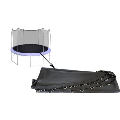 Polypropylene jump mat with 96 V-rings is designed for a 15-foot round trampoline. 